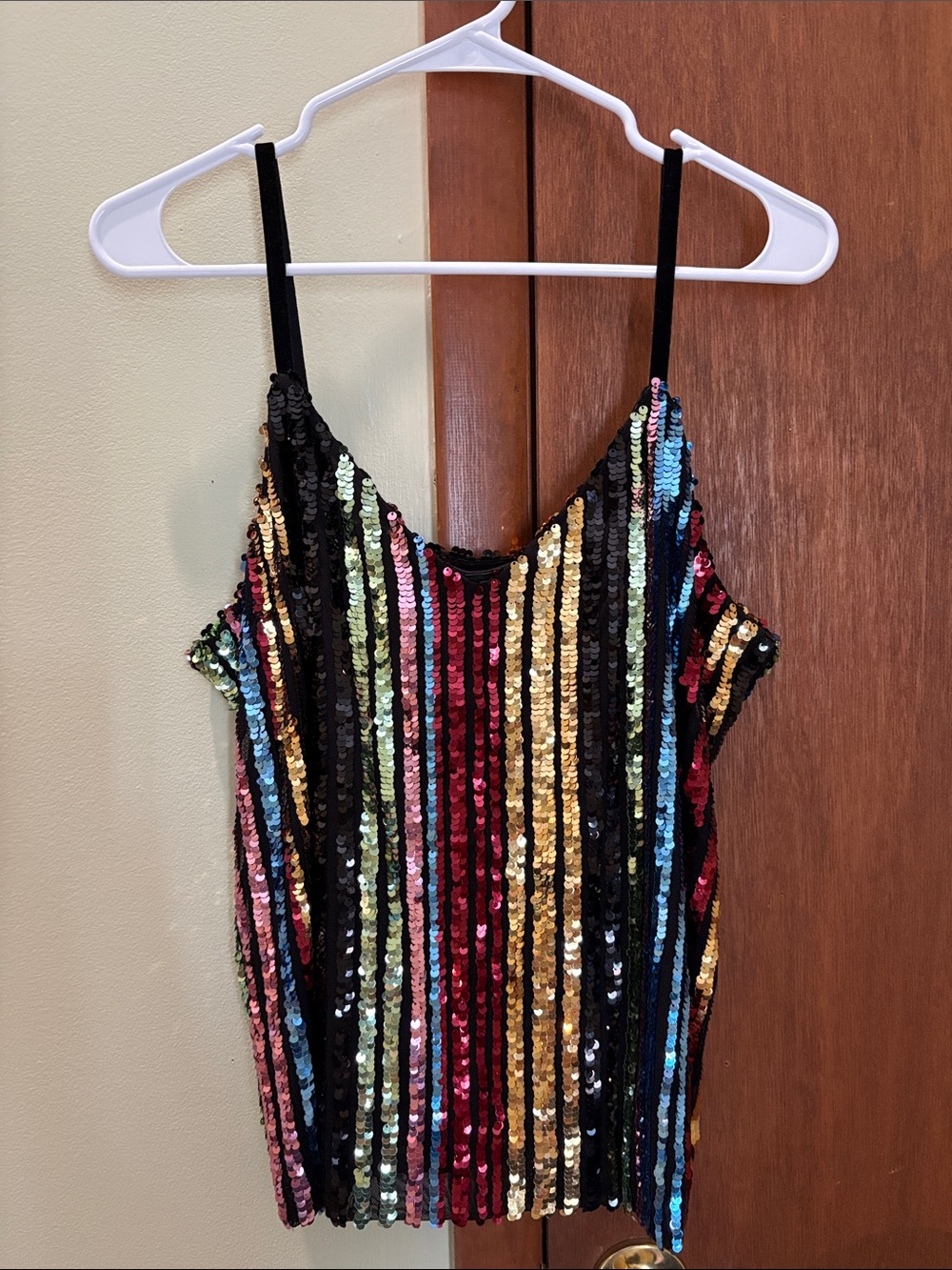 INC Multi-Color Sequin Striped Cami Top with Adjustable Straps